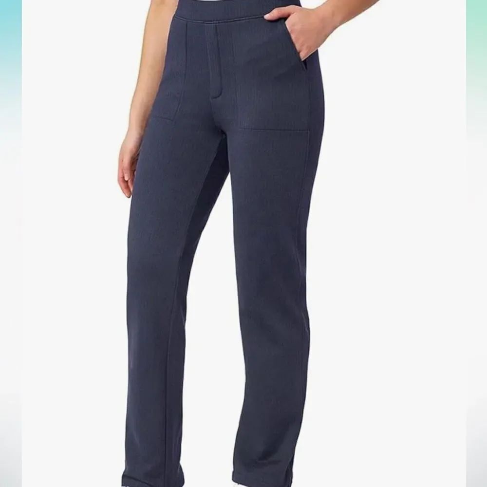 Mondetta Women's Pull-On Herringbone Straight Leg Pants Navy
